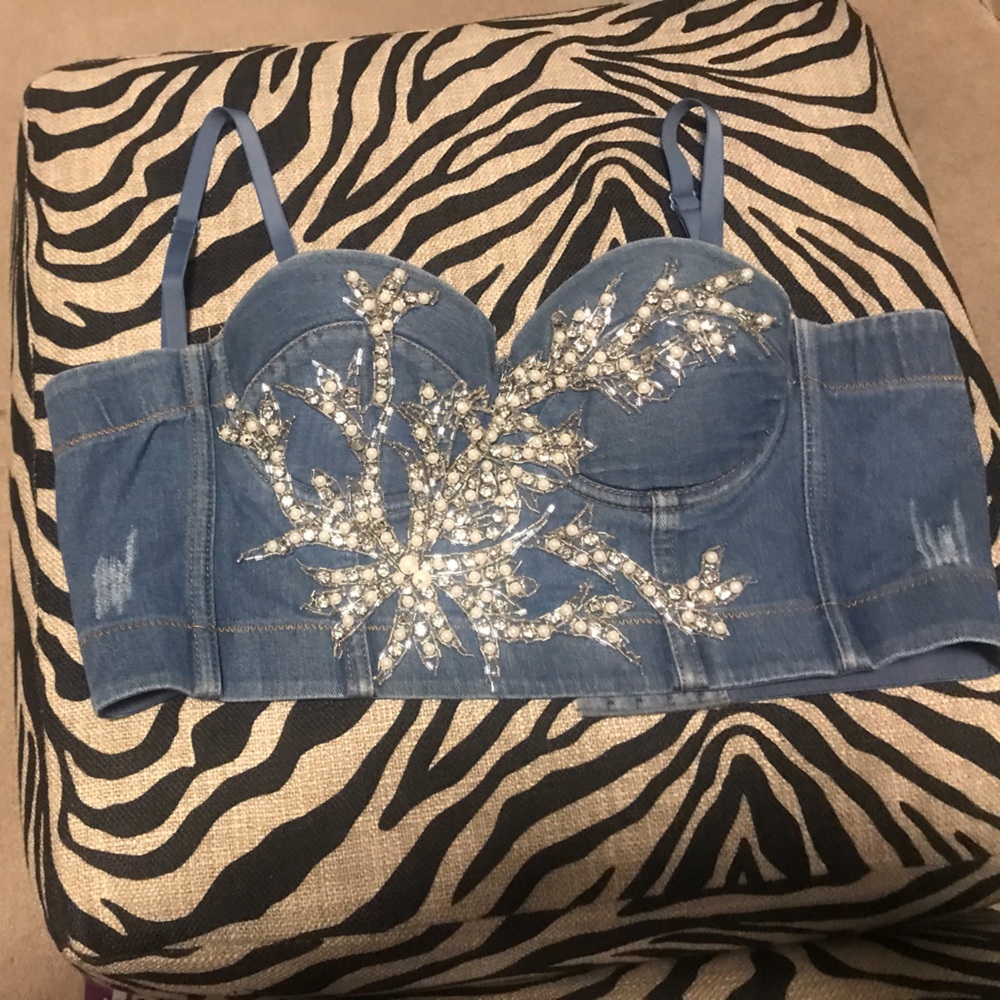 COPY - Women’s Denim Bustier Corset Top Bra